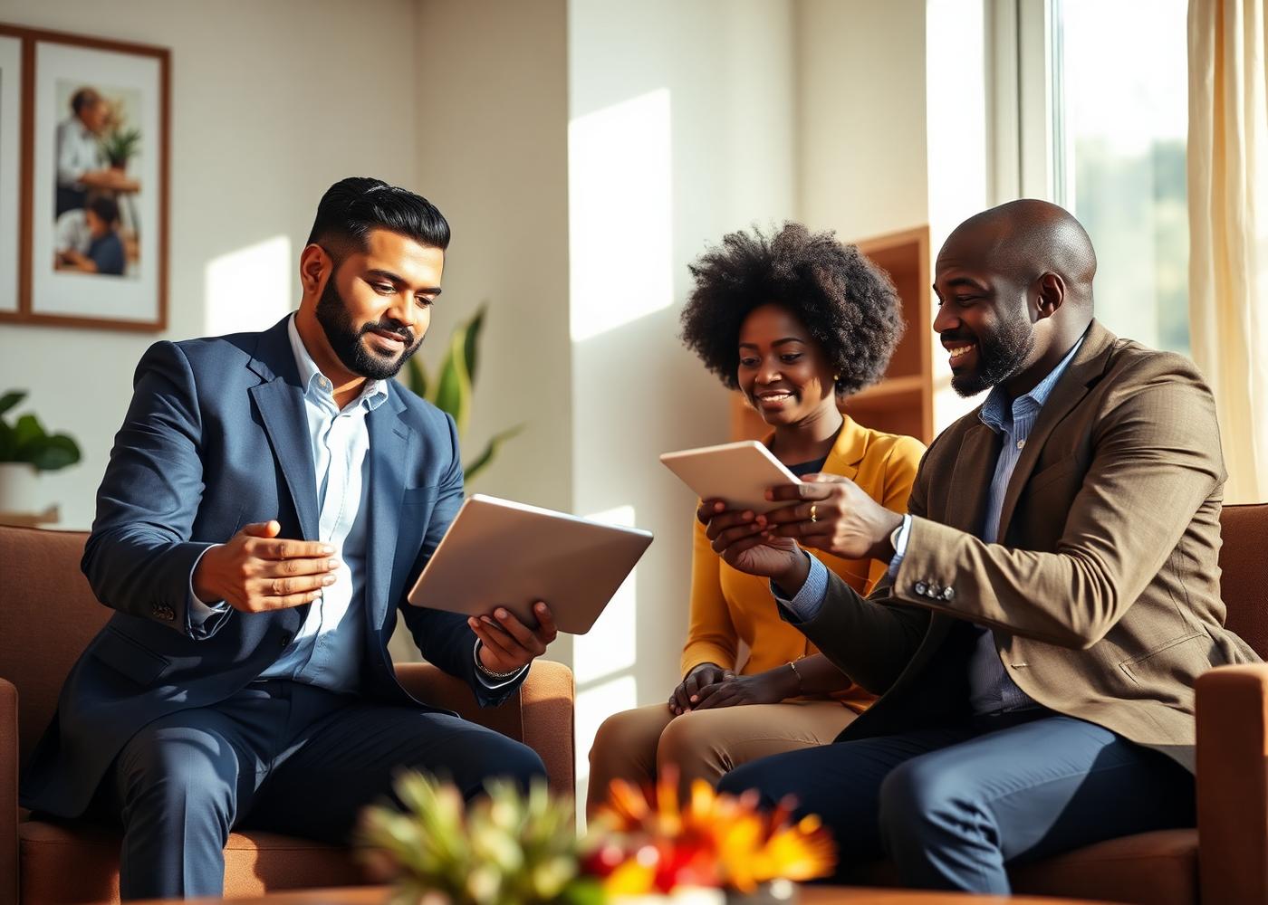 An authorised financial advisor speaking with a client during a consultation