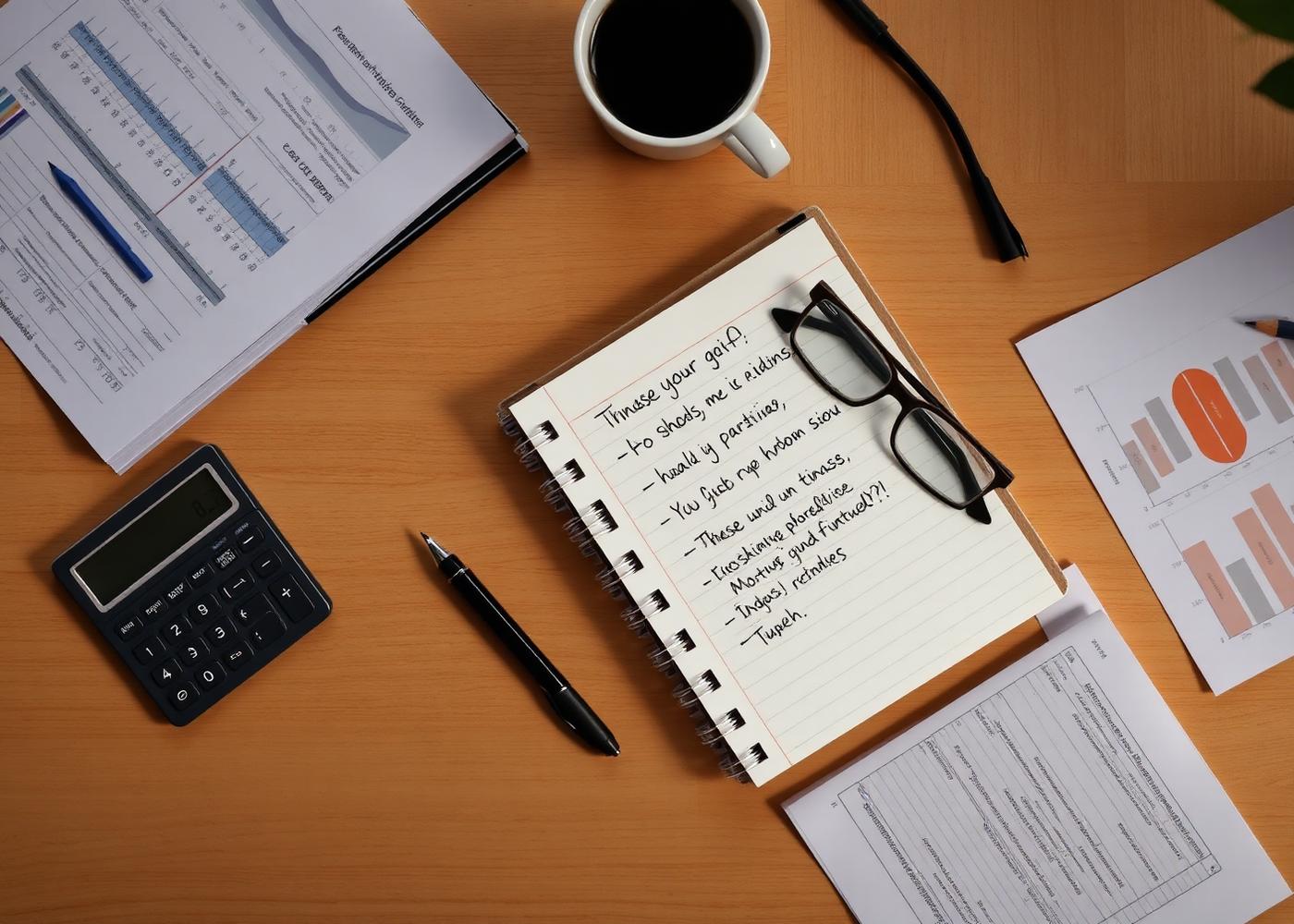 A financial plan and notes laid out during an advisory planning session